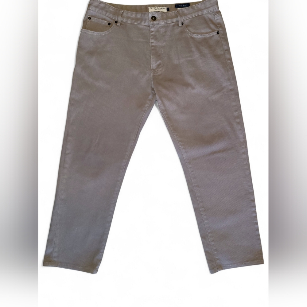 Peter Manning NY Travel Jeans Mens 36x27 Gray Standard Fit Stretch Short Inseam